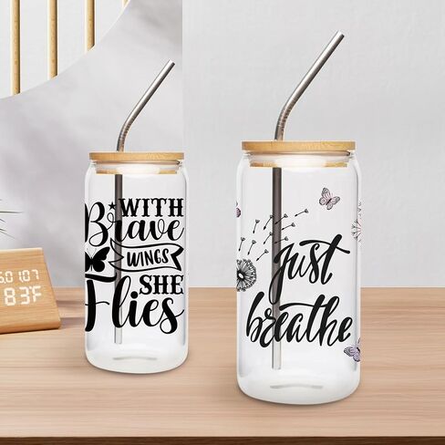 UVDTF Cup Wrap Sticker - 8 Sheet Dandelion UV DTF Transfer, Inspirational Decal for 16 oz Glass Cup, Mental Health, Breathe, Floral, Butterfly Design, Balance Sticker for Adults, Teachers in Saudi Arabia