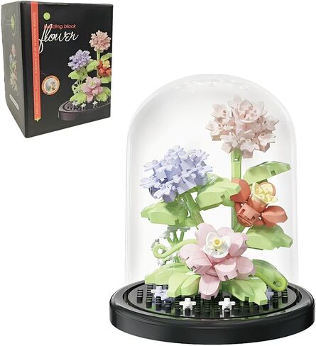 Blue Rose Flowers Micro Bricks Building Set with Dust Cover,Artificial Flowers Botanical Collection for Home Decor, Creative Gifts for Adults Women Boys Girls,270 Pieces in Saudi Arabia