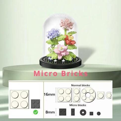 Blue Rose Flowers Micro Bricks Building Set with Dust Cover,Artificial Flowers Botanical Collection for Home Decor, Creative Gifts for Adults Women Boys Girls,270 Pieces in Saudi Arabia