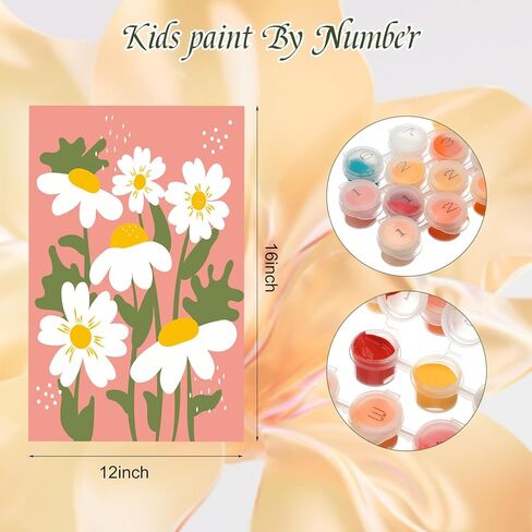 Gueevin 10 Pack Paint by Number for Adults Kids DIY Paint by Numbers Acrylic Painting Kits Canvas, Without Frame, Simple Oil Painting for Christmas Gift Wall Decor 12 x 16 inch (Bloom Style) in Kuwait
