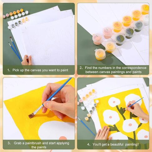Gueevin 10 Pack Paint by Number for Adults Kids DIY Paint by Numbers Acrylic Painting Kits Canvas, Without Frame, Simple Oil Painting for Christmas Gift Wall Decor 12 x 16 inch (Bloom Style) in Kuwait