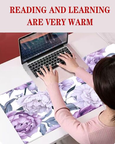 Large Gaming Mouse Pad, Computer Mouse Mat, Funny Desk Pad Protector Decoration, Big Cute Desk Pad, Non-Slip Base 31.5 x 11.8 in Purple Luxury Flowers in Saudi Arabia