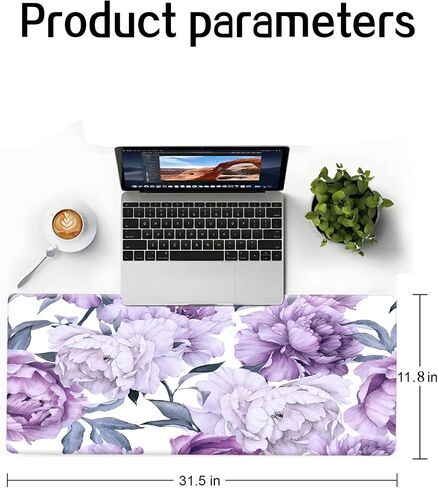 Large Gaming Mouse Pad, Computer Mouse Mat, Funny Desk Pad Protector Decoration, Big Cute Desk Pad, Non-Slip Base 31.5 x 11.8 in Purple Luxury Flowers in Saudi Arabia