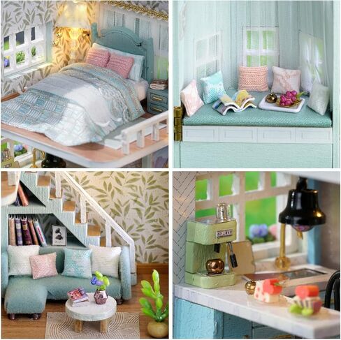DIY Miniature House Kit, CUTEROOM Wooden Dollhouse Kit Mini House Making Kit with Furnitures, DIY Dollhouse Kit Birthday Gift for Women and Girls (Warm Manor) in Kuwait
