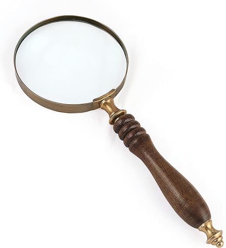 10X Handheld Magnifying Glass Lens, Antique Brass Magnifier, Fine Print Reading, Inspection, Coin & Stamp, Astrologer, Science, Low Sight Elderly, with Wooden Handle, Collectible Décor Gift in Kuwait
