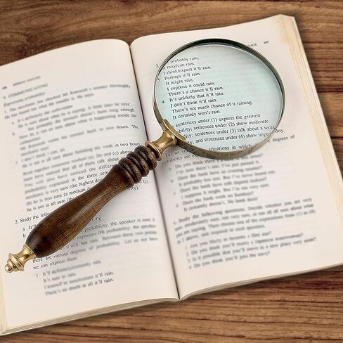 10X Handheld Magnifying Glass Lens, Antique Brass Magnifier, Fine Print Reading, Inspection, Coin & Stamp, Astrologer, Science, Low Sight Elderly, with Wooden Handle, Collectible Décor Gift in Kuwait