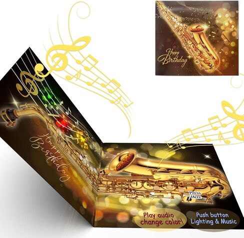 Saxophone Birthday Card with Light and Music, Unisex-Adults in Saudi Arabia