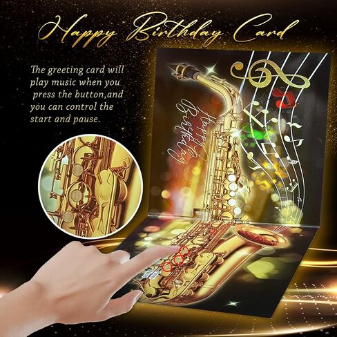 Saxophone Birthday Card with Light and Music, Unisex-Adults in Saudi Arabia