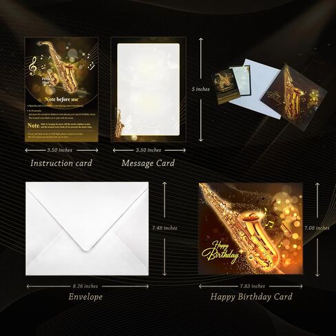 Saxophone Birthday Card with Light and Music, Unisex-Adults in Saudi Arabia