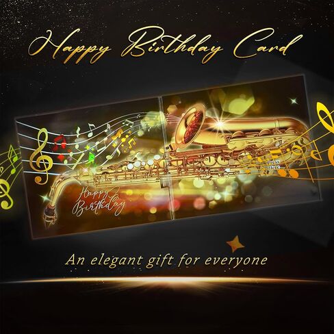 Saxophone Birthday Card with Light and Music, Unisex-Adults in Saudi Arabia