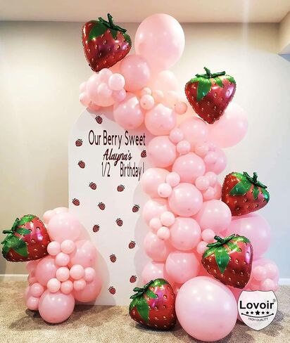 Gaint 4 Pcs Strawberry Balloons 24 Inch, Fruit Strawberry Balloons Mylar Foil Cute Strawberry Balloons for Fruit Themed Birthday Party Decorations Supplies in Saudi Arabia