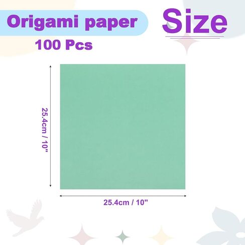 DMiotech 100 Sheets 10x10 Inch Origami Paper Large, 7 Colors Green Square Origami Paper Easy Fold Double Sided Colored Paper for DIY Arts and Crafts in Kuwait