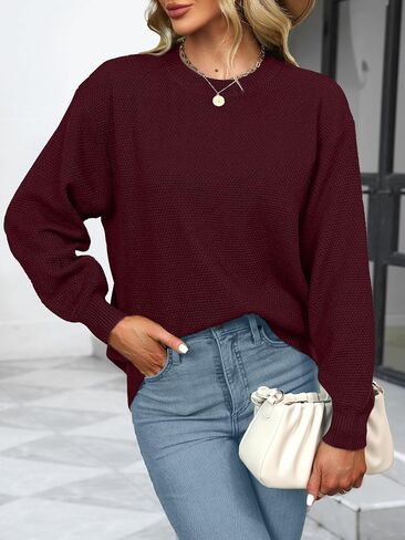 NIeyook Pink Sweaters for Women 2024 Fall Oversized Sweater Womens Cute Slouchy Pull Over Sweaters Long Sleeve Casual Knit Jumper Tops L in Kuwait