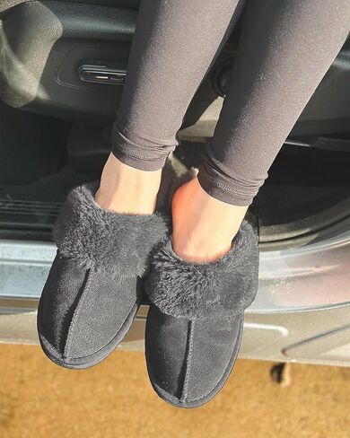 Stelle Women's Furry Platform Comfy Slippers Winter Fluffy Cozy Plush Home Shoes Indoor Outdoor in Kuwait