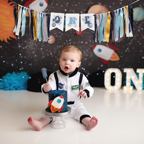 Outer Space HighChair Banner - First Trip Around The Sun Birthday Decorations,Space Theme 1st Birthday Gifts for Boys 1st Birthday High Chair Banner (Space Banner) in Saudi Arabia