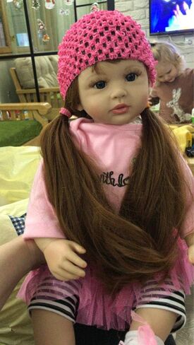 Angelbaby Adorable Reborn Toddler Doll Soft Body Real Life Long Hair Princess Hair, 24inch Handmade Silicone Reborn Baby Doll Sets and Doll Clothes (Pink -2006) in Kuwait