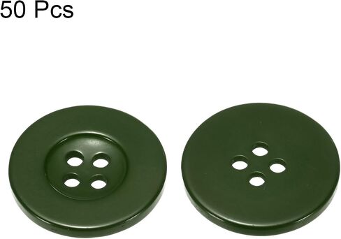 HARFINGTON 50pcs 40L Sewing Buttons 1"(25mm) Resin Round Flat 4-Hole Craft Replacement Buttons for Coats Sewing Clothing and DIY, Dark Green in Saudi Arabia