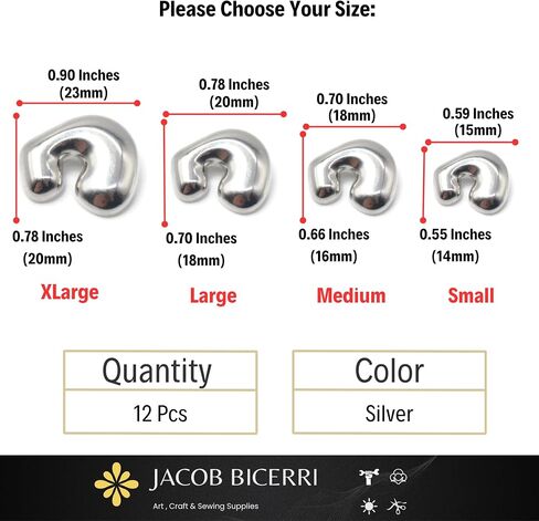 أزرار ساق المعادن الفضية - 12 قطعة - 4 خيارات الحجم - وميض أزرار ساق المعادن غير منتظمة للرجال للرجال بدلة قميص معطف للنساء والسترة والسترة خياطة Craft DIY EM0704 in Kuwait