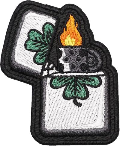 Two Set of Lighter Embroidered Appliques Patch with Hook and Loop Fastener Backing- Punk Style Tactical Crochet Badge Suitable for Vests,Jackets, Backpacks,and Clothing in Kuwait