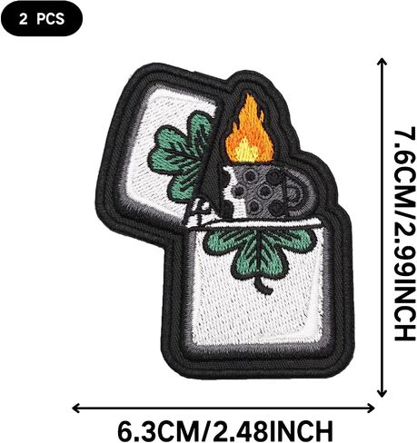 Two Set of Lighter Embroidered Appliques Patch with Hook and Loop Fastener Backing- Punk Style Tactical Crochet Badge Suitable for Vests,Jackets, Backpacks,and Clothing in Kuwait