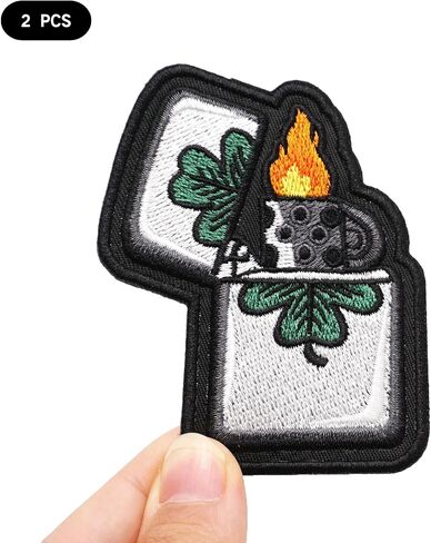 Two Set of Lighter Embroidered Appliques Patch with Hook and Loop Fastener Backing- Punk Style Tactical Crochet Badge Suitable for Vests,Jackets, Backpacks,and Clothing in Kuwait
