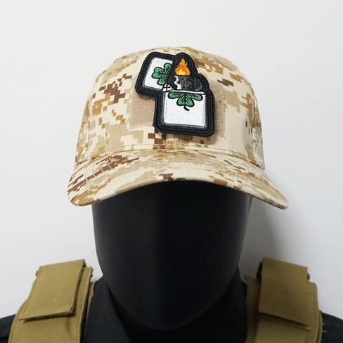 Two Set of Lighter Embroidered Appliques Patch with Hook and Loop Fastener Backing- Punk Style Tactical Crochet Badge Suitable for Vests,Jackets, Backpacks,and Clothing in Kuwait