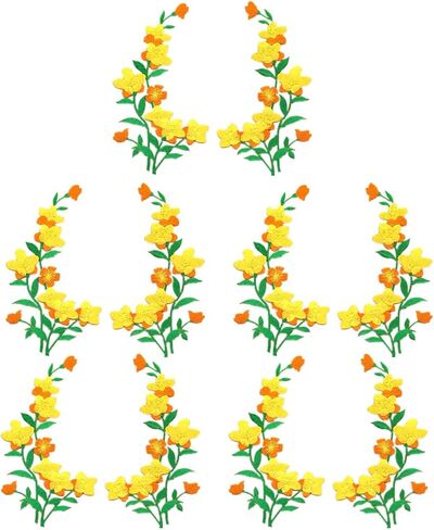 5 Pairs 5x10inch Large Iron on Patches Flowers Embroidered Decorative Appliques for Clothing Shoes Jeans Shirts Hats DIY Sewing Crafts (Multi) in Saudi Arabia