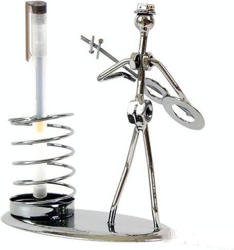 Winterworm Music Musician Theme Iron Man Art Creative Personality Pen Container Holder Pencil Cup Pot Case Secretary Students Desktop Decoration Ornaments Perfect Father Gift (D001 Clarinet) in Saudi Arabia