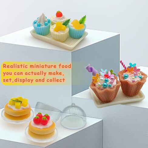 صنع حلوى آيس كريم مصغرة للألعاب الصغيرة ، لعبة المطبخ DIY ، تظاهر بلعب مجموعة مواد طعام للأطفال من العمر 8+ (6 حلوى الآيس كريم) in Kuwait