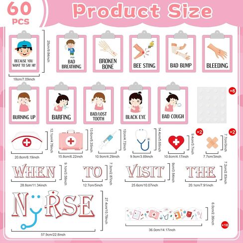 تحية الحفلات 60pcs الممرضة الممرضة موضوع دخن مجلس الإدارة عند زيارة ممرضة الحدود لالتقاط الحدود للتمريض في فصول التمريض في مكتب الجدار الفني ديكور الرعاية الصحية الطبية in Kuwait
