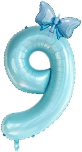 40inch Light Blue Butterfly Number 8 balloons, Giant Big Foil Mylar Helium Numbers Balloons 8, Butterfly Themed Birthday Party Supplies, 8th Birthday Balloons Decorations (8) in Kuwait