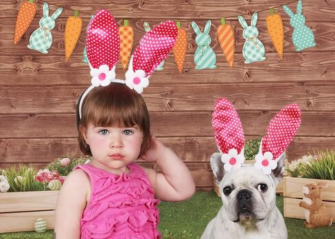Happy Easter Backdrop Spring Rabbit Carrot Green Grass Eggs Baby Shower Backdrop Brown Wooden Wall Easter Party Decoration (7x5ft) in Saudi Arabia