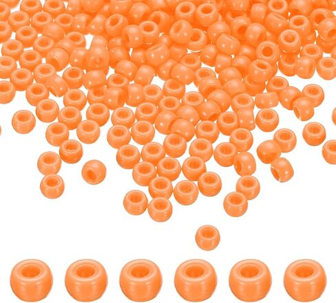 HARFINGTON 1000Pcs Cream Pony Beads 6x9mm Acrylic Bulk Plastic Barrel Bead for Necklace Key Chain Jewelry Making Earring Hair Braiding in Saudi Arabia