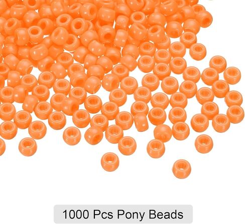 HARFINGTON 1000Pcs Cream Pony Beads 6x9mm Acrylic Bulk Plastic Barrel Bead for Necklace Key Chain Jewelry Making Earring Hair Braiding in Saudi Arabia