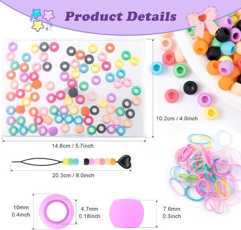 Silicone Hair Beads, 100 PCS Colorful Hair Beads for Braids, 10 Colors Braids Beads Bulk Accessories Decoration Kit for Girls Women (Small) in Saudi Arabia