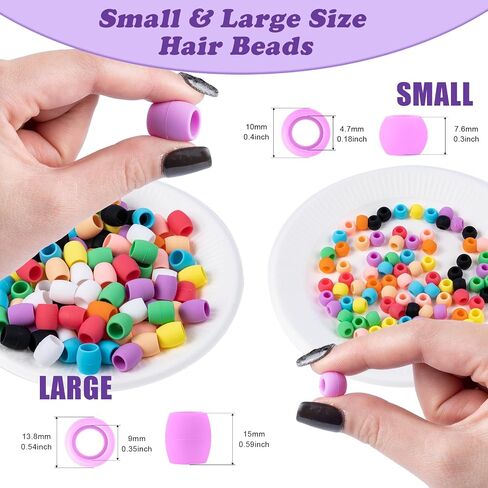 Silicone Hair Beads, 100 PCS Colorful Hair Beads for Braids, 10 Colors Braids Beads Bulk Accessories Decoration Kit for Girls Women (Small) in Saudi Arabia