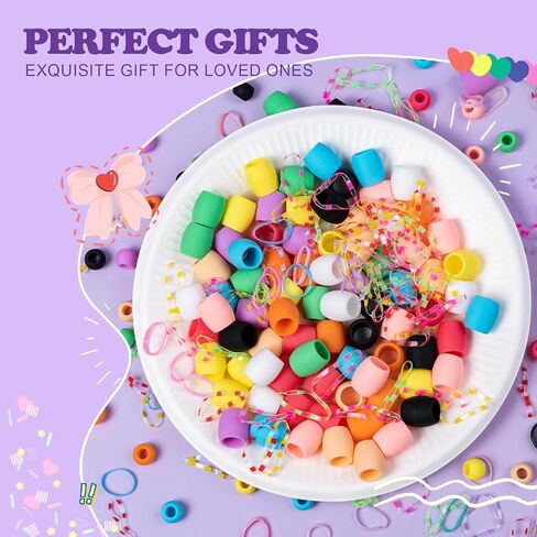 Silicone Hair Beads, 100 PCS Colorful Hair Beads for Braids, 10 Colors Braids Beads Bulk Accessories Decoration Kit for Girls Women (Small) in Saudi Arabia