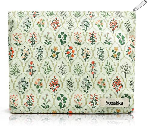 YASUOA Zipper Makeup Bag Cosmetic Bags Zipper Pouch Aesthetic Women Handbags Floral Makeup Bag Beige Travel Toiletry Bag Organizer for Women Girls in Saudi Arabia