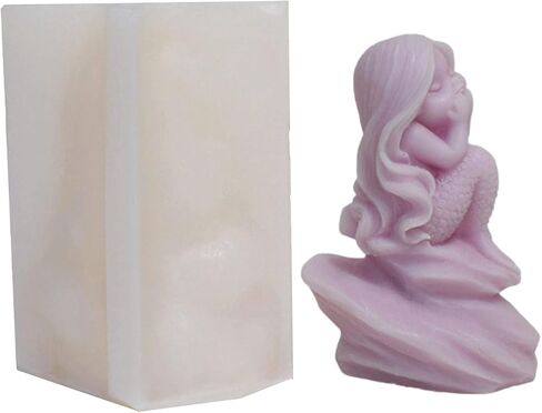 Mermaids Candle Mold Daughter of The Sea Silicone Mold for Soap Soy Wax Epoxy Resin DIY Handcraft Party Dinner Ornaments Wedding Christmas Decoration (Coral) in Saudi Arabia