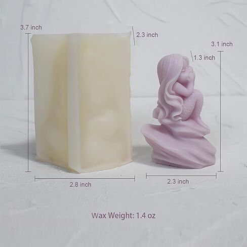 Mermaids Candle Mold Daughter of The Sea Silicone Mold for Soap Soy Wax Epoxy Resin DIY Handcraft Party Dinner Ornaments Wedding Christmas Decoration (Coral) in Saudi Arabia