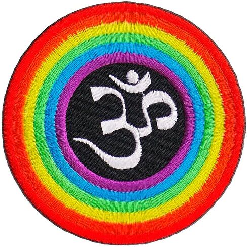 Aum Hindu Symbol Iron on Patch Yoga Lotus Yin Yang Flower Novelty Om Ohm Patch Sign Retro Lucky India (Color 2) in Saudi Arabia