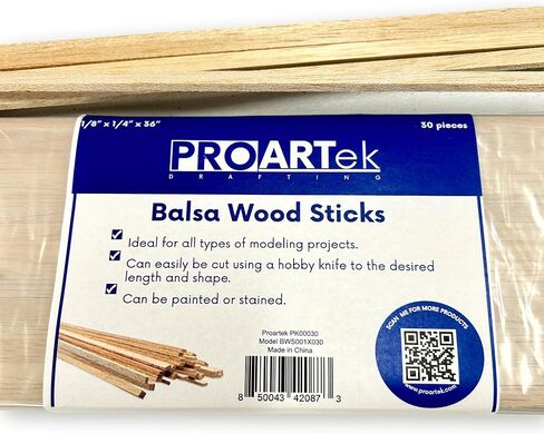 Drafting PK00028 Model BWS001X015 Balsa Wood Strips, 1/8" x 1/4" x 36" (Pack of 15) Light-Colored Model-Grade Balsa Wood for Modelling Crafts and Architectural Projects in Saudi Arabia