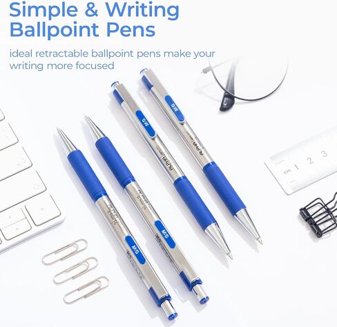 M&G Ballpoint Pens, Blue Ink Pens Medium Point 0.7mm, Retractable Ballpoint Pens Bulk Long Lasting Smooth Writing with Anti-Slip Grip for Journaling Office Supplies School Women Men (12 Pack) in Saudi Arabia