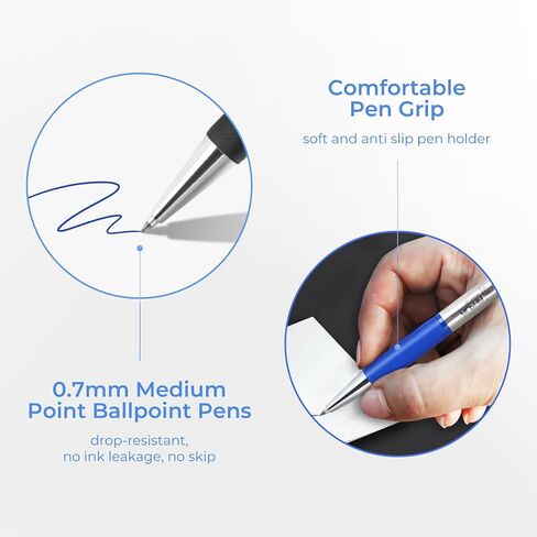 M&G Ballpoint Pens, Blue Ink Pens Medium Point 0.7mm, Retractable Ballpoint Pens Bulk Long Lasting Smooth Writing with Anti-Slip Grip for Journaling Office Supplies School Women Men (12 Pack) in Saudi Arabia