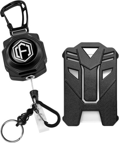 bolimoss Badge Holder Retractable Clip A-Z Letter Heavy Duty Carabiner Keychain with ID Cards Holder Cool Tactical ID Holder with 32" Retractable Badge Reel, Key Ring, G in Kuwait