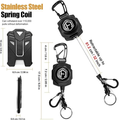 bolimoss Badge Holder Retractable Clip A-Z Letter Heavy Duty Carabiner Keychain with ID Cards Holder Cool Tactical ID Holder with 32" Retractable Badge Reel, Key Ring, G in Kuwait