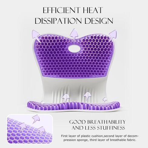 (Upgraded version) Ergonomic back support office chair cushions, TPE mesh material, more comfortable, suitable for reading, sedentary, sitting posture correction people - home floor cushions (purple) in Saudi Arabia