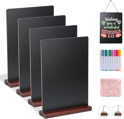 8 x 12 inch Chalkboard Signs - Small Chalk Board with Wood Base, Erasable Message Board Double-Sided Writing Board Table Menu Board for Kitchen Wedding Bar and Restaurant Display (4 Packs) in Kuwait