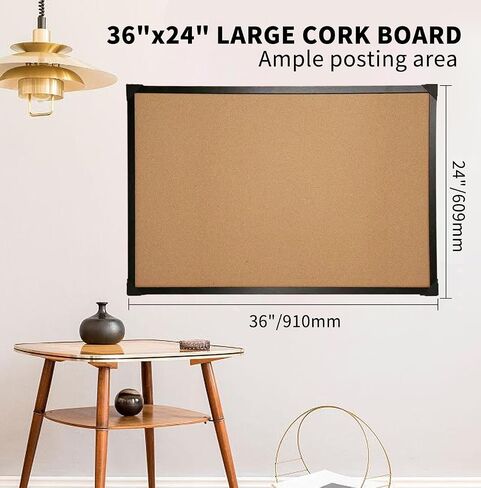 Corksidol Cork Bulletin Board, Large Wall-Mounted Pin Board with Frame, Self-Healing Corkboard for Office, Home, and School, 36" x 24",2 Pack in Saudi Arabia