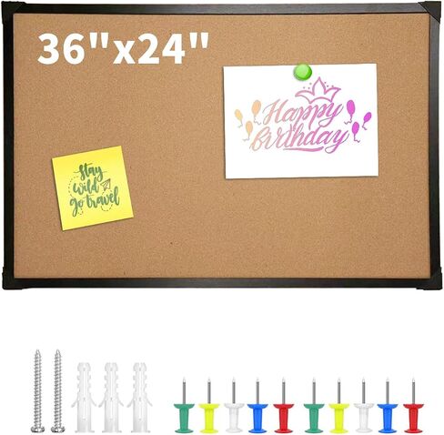 Corksidol Cork Bulletin Board, Large Wall-Mounted Pin Board with Frame, Self-Healing Corkboard for Office, Home, and School, 36" x 24",2 Pack in Saudi Arabia